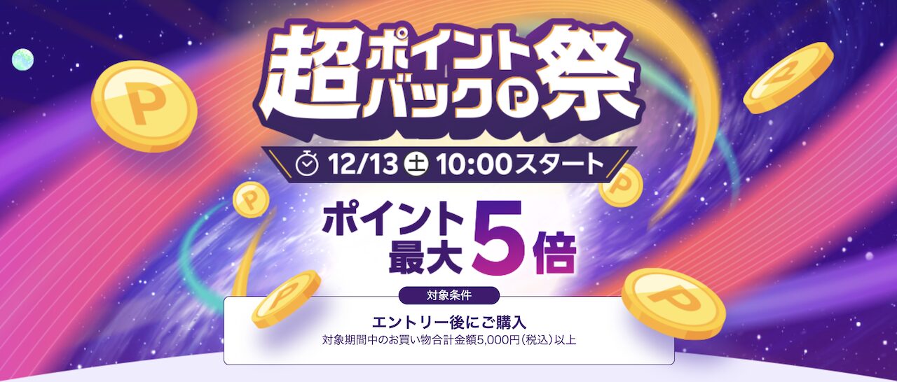 2025年12月開催の超ポイントバック祭の開催概要をまとめた画像
