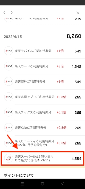 楽天買い回り獲得予定ポイントを楽天ポイントクラブから確認する方法