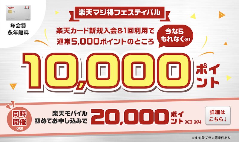 2024年3月楽天カード新規入会10,000ポイントキャンペーン