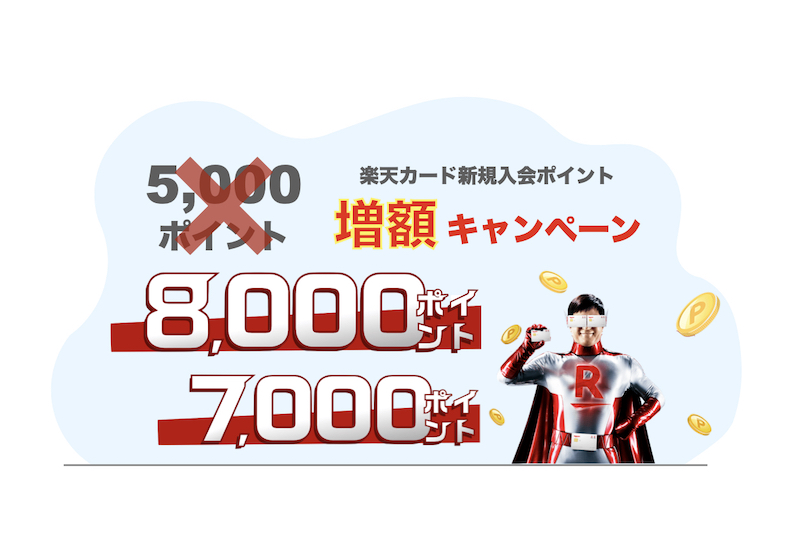 次回の楽天カード新規入会8000,7000ポイントはいつ？