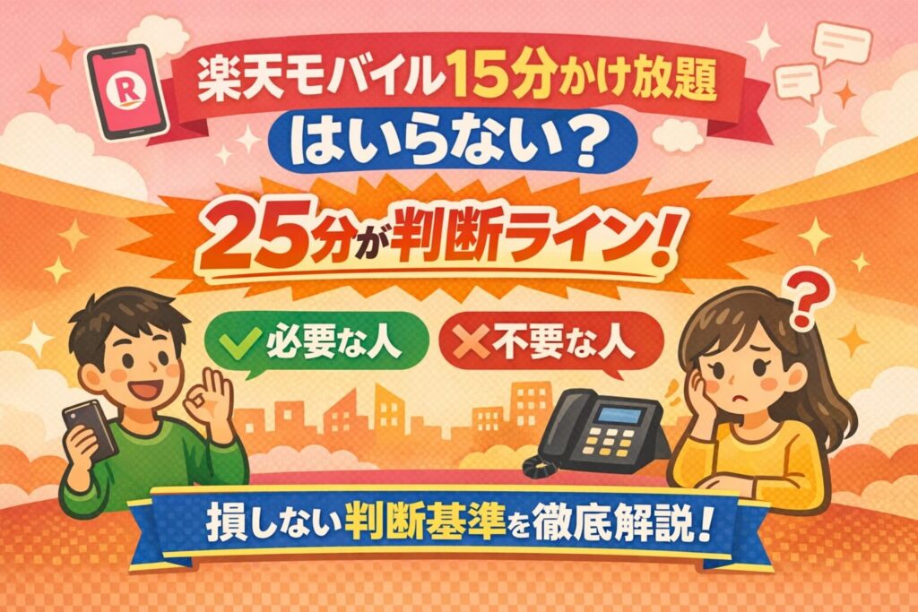 楽天モバイル15分かけ放題はいらない？25分が判断ライン｜必要な人・不要な人を解説