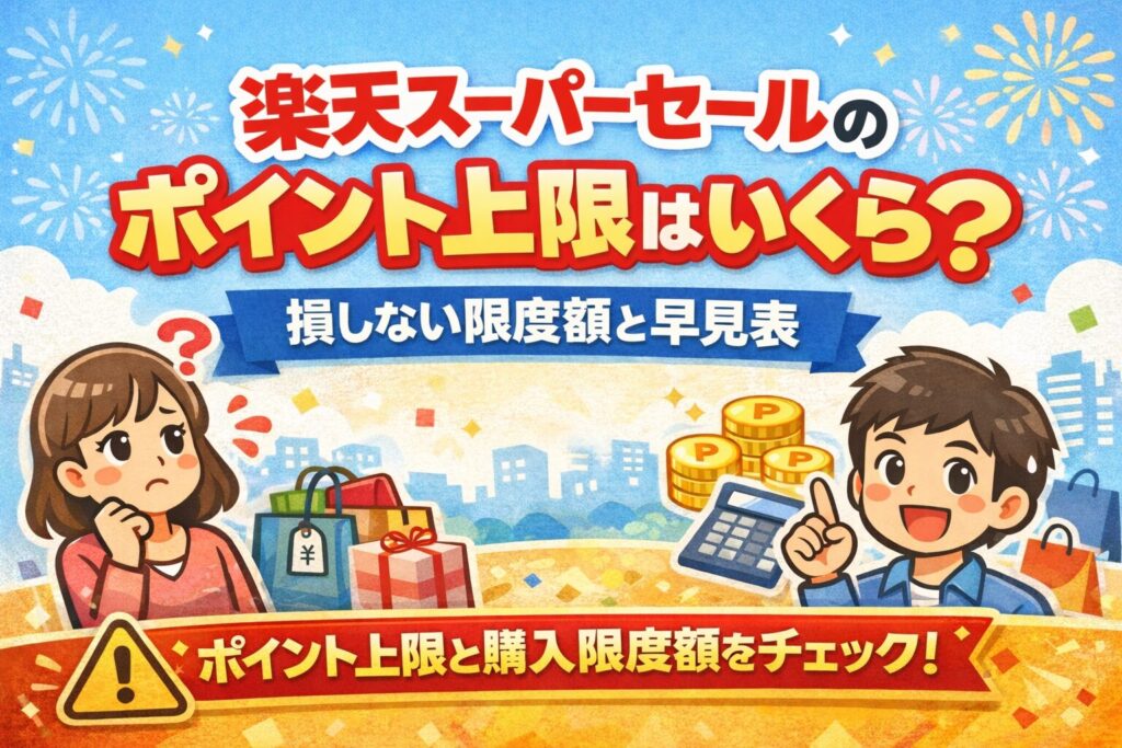 【10,000pt上限】楽天スーパーセールのポイント上限はいくら？損しない限度額と早見表【最新】