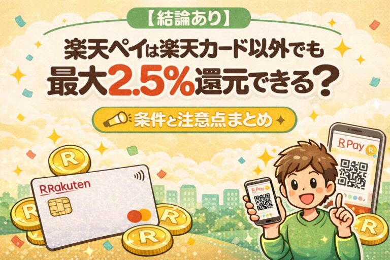 【結論あり】楽天ペイは楽天カード以外でも最大2.5％還元できる？条件と注意点まとめ