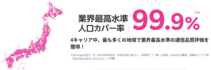 楽天モバイル人口カバー率99.9％