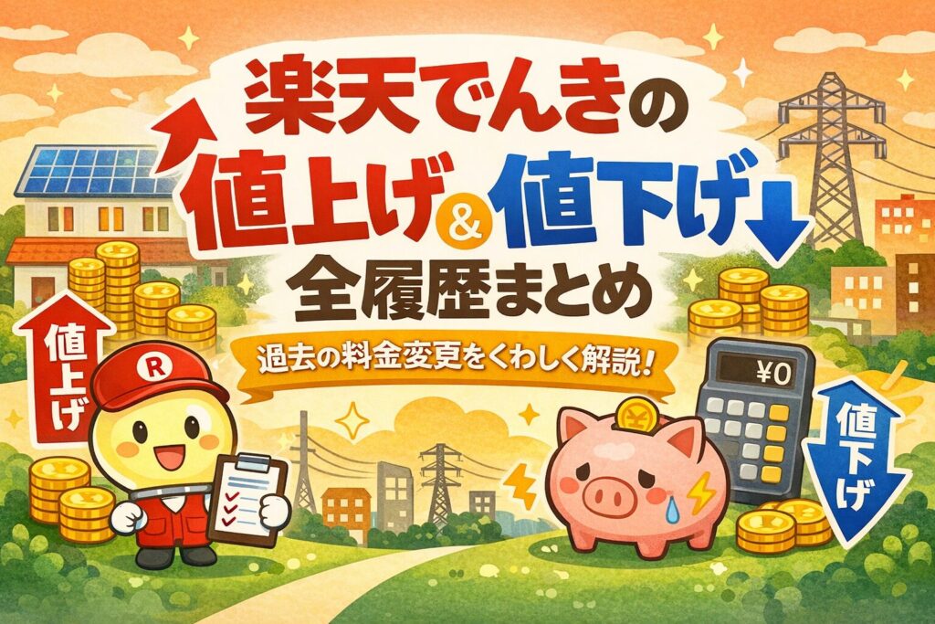 楽天でんきの値上げ＆値下げ全履歴まとめ【2026年最新】