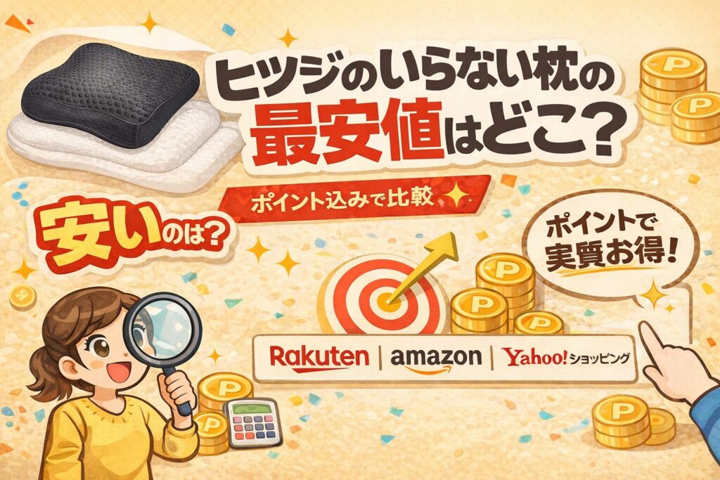 【2026年最新】ヒツジのいらない枕の最安値はどこ？ ポイント込みで比較｜楽天市場が実質お得な理由