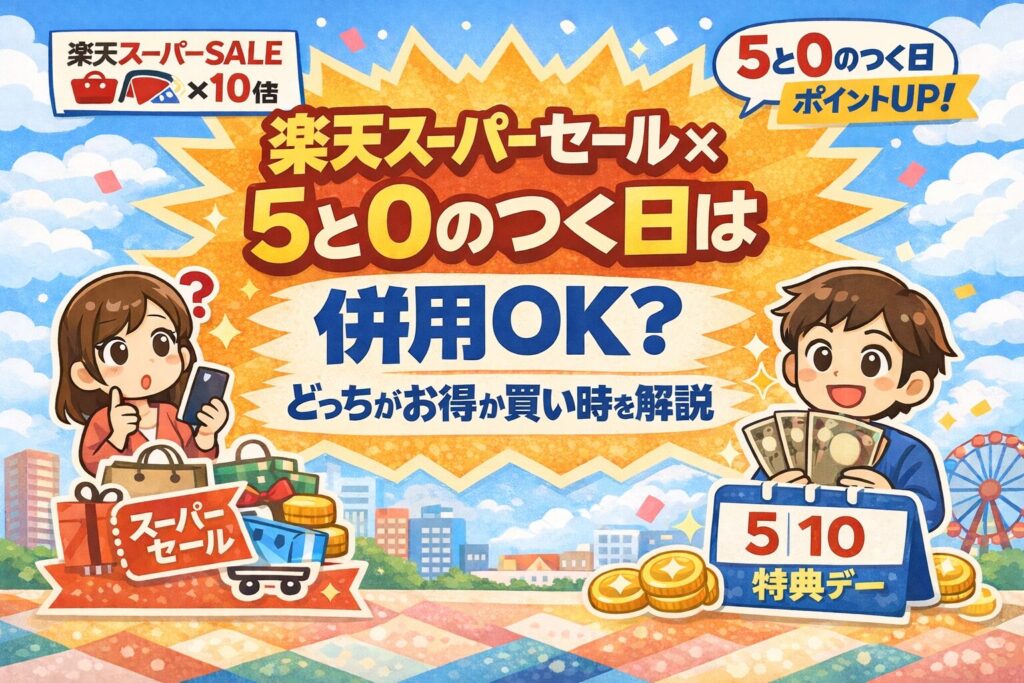 楽天スーパーセール×5と0のつく日は併用OK？どっちがお得か買い時を解説