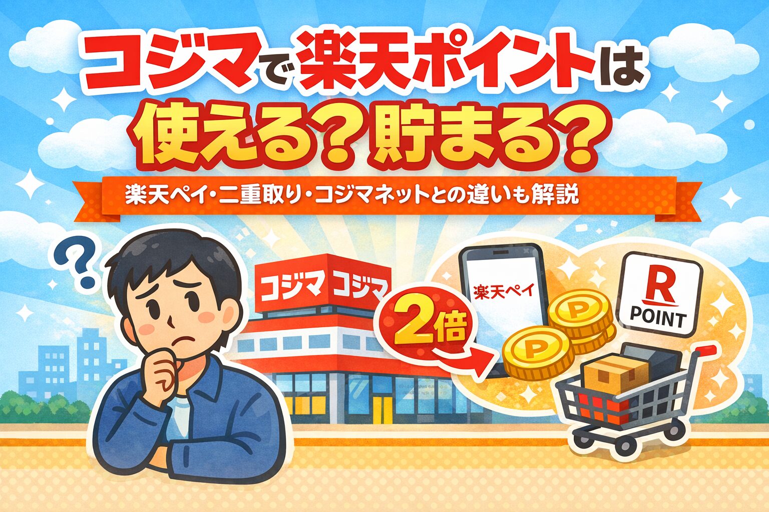 コジマで楽天ポイントは使える？貯まる？楽天ペイ・二重取り・コジマネットとの違いも解説