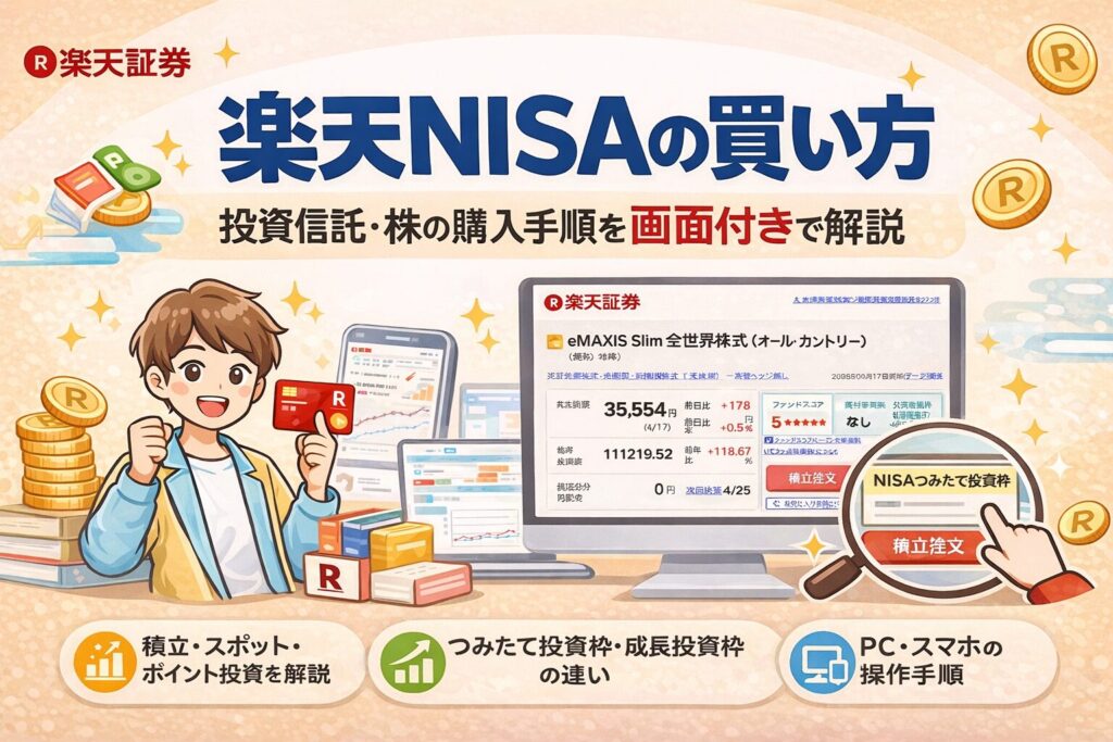 楽天NISAの買い方｜投資信託・株の購入手順を画面付きで解説