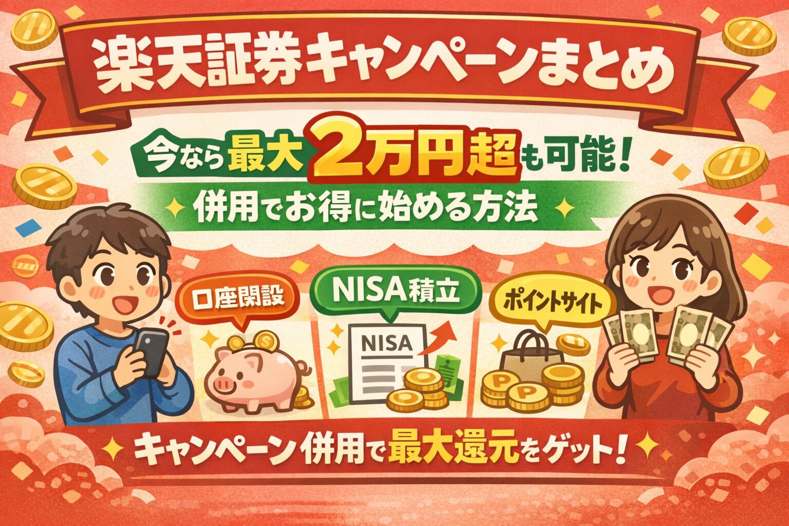 【2026年4月最新】楽天証券キャンペーンまとめ｜今なら最大2万円超も可能！併用でお得に始める方法