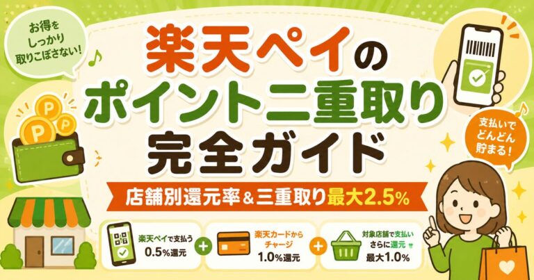 楽天ペイのポイント二重取り完全ガイド｜店舗別還元率＆三重取り最大2.5%
