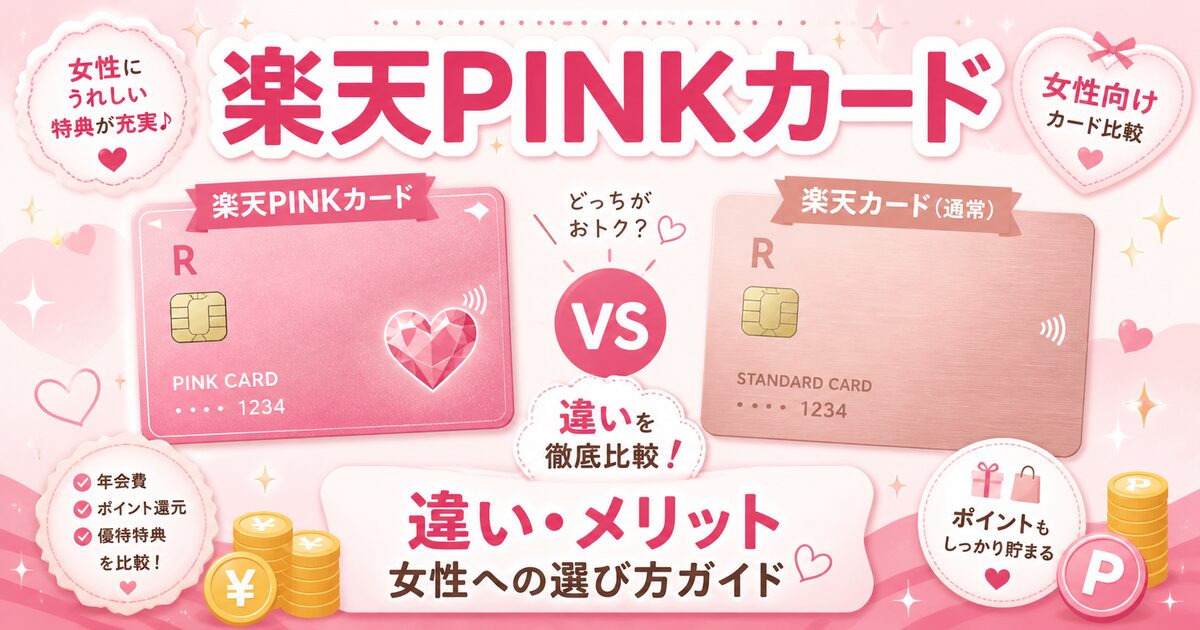 楽天PINKカードと楽天カードの違いは?メリット・デメリット・優待一覧まとめ