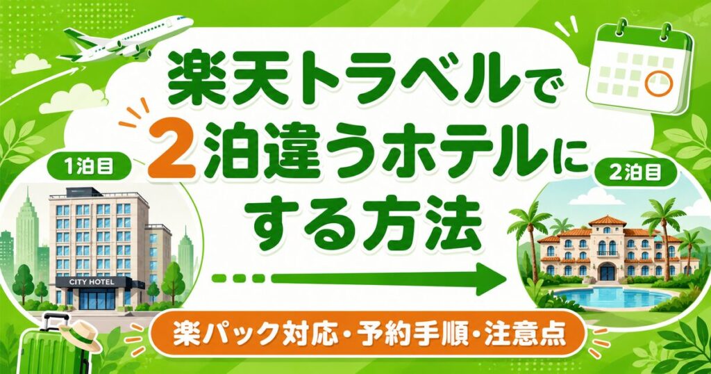 楽天トラベルで2泊違うホテルにする方法【楽パック対応・予約手順・注意点】完全解説