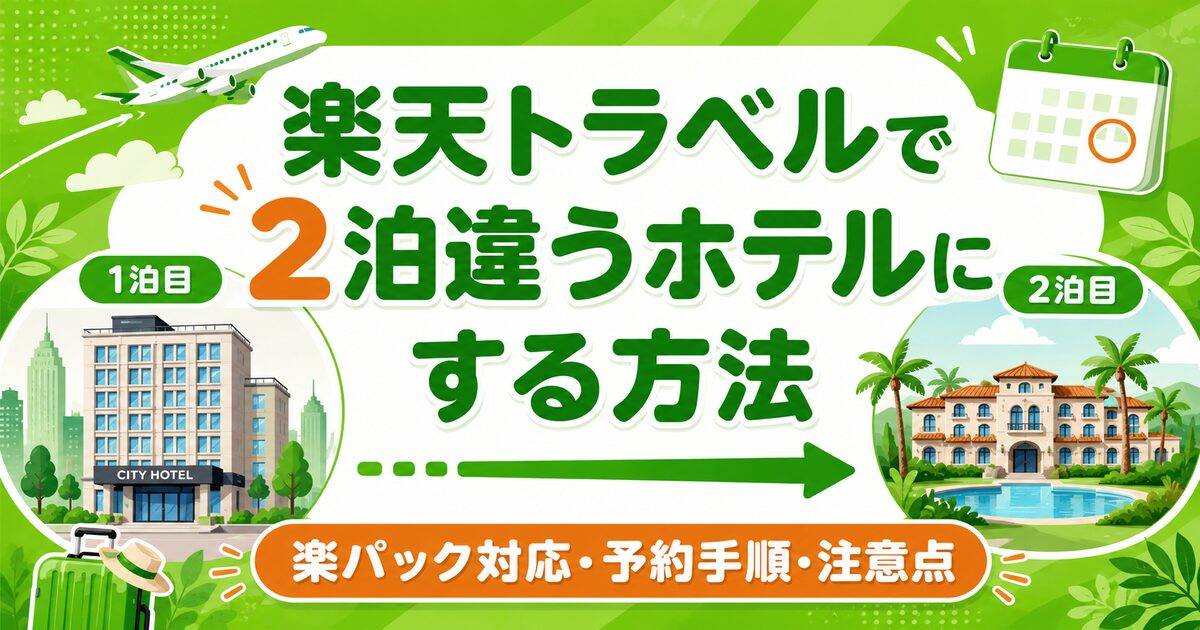 楽天トラベルで2泊違うホテルにする方法【楽パック対応・予約手順・注意点】完全解説