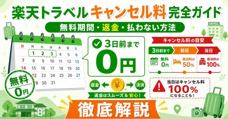 楽天トラベルのキャンセル料はいくら？無料期間・返金タイミング・払わない方法を徹底解説【2026年最新】