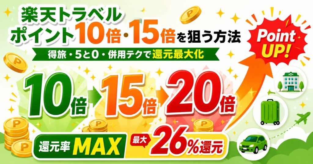 楽天トラベルのポイント10倍・15倍を狙う方法｜得旅・5と0・併用テクで還元最大化【2026年最新】