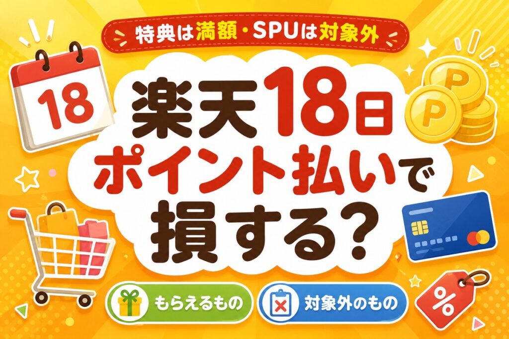楽天18日はポイント払いで損する？特典は満額・SPUは対象外を解説