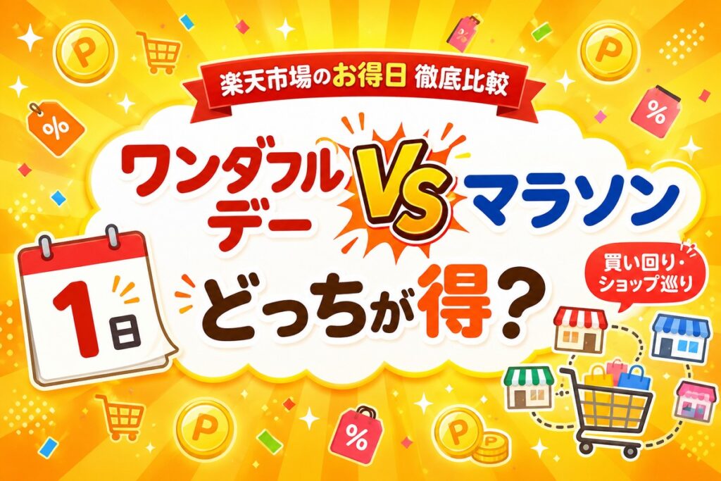 楽天ワンダフルデーとお買い物マラソンはどっちが得？使い分けと併用を徹底比較【早見表】