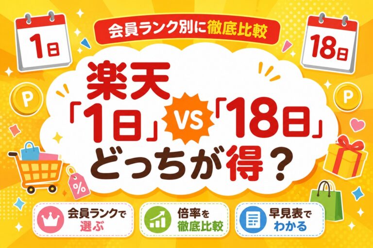 楽天「1日」と「18日」どっちが得？会員ランク別に徹底比較【早見表】