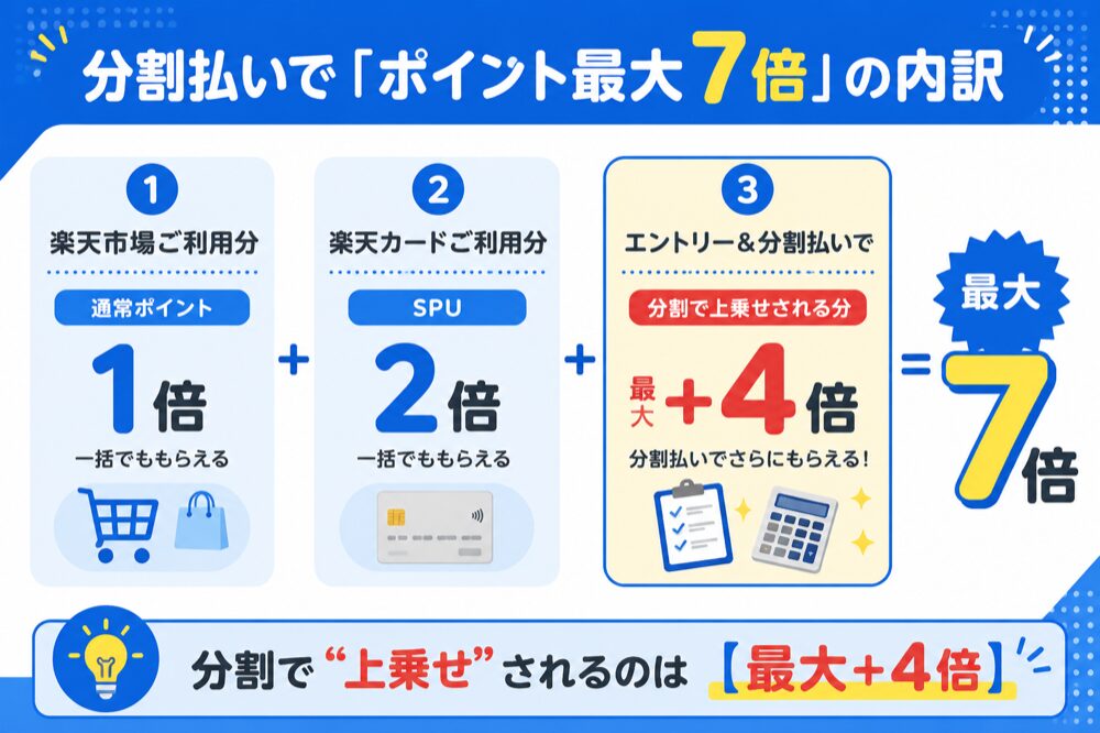 楽天市場の分割払いキャンペーン「ポイント最大7倍」の内訳