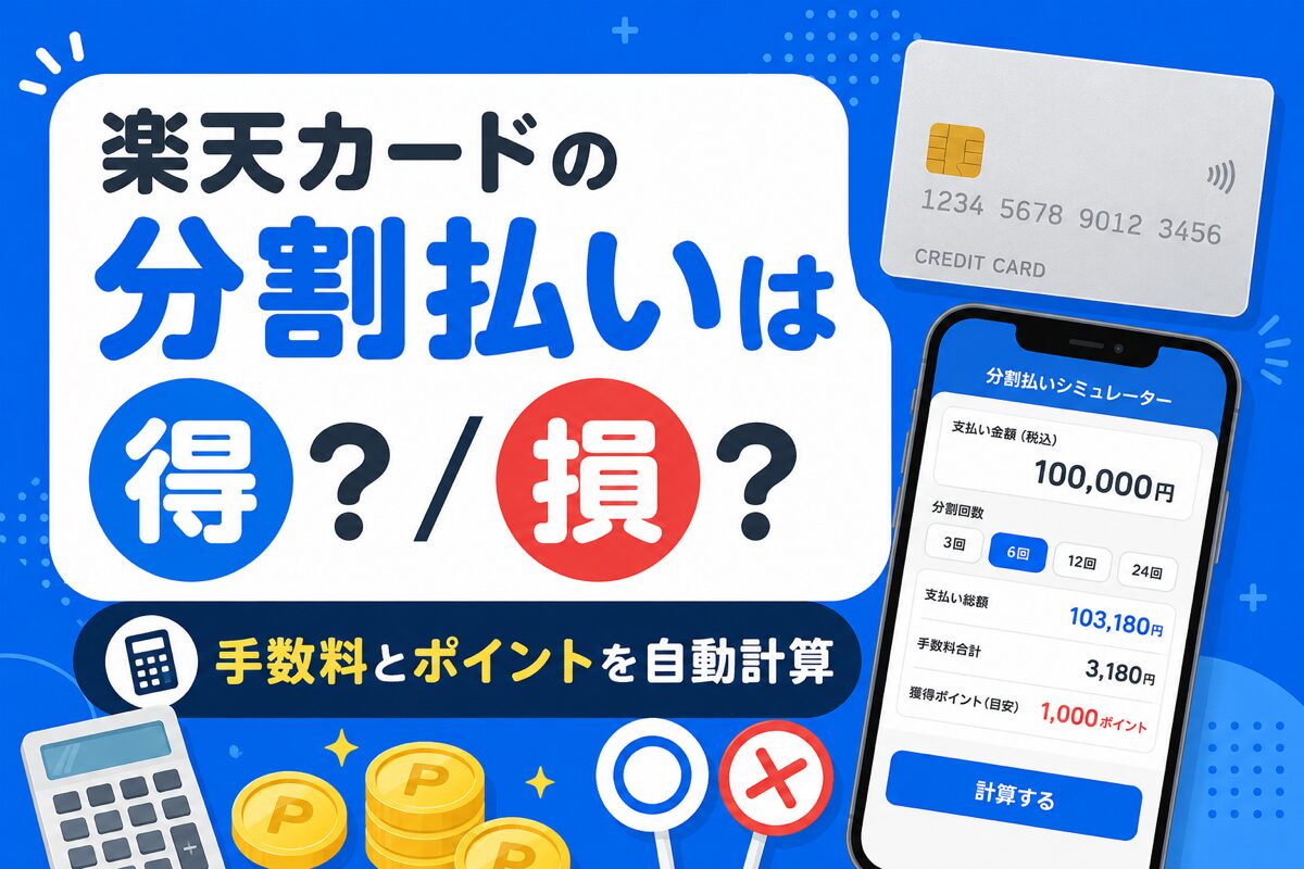 楽天市場の分割払いは得?損?手数料とポイント最大7倍をシミュレーターで検証