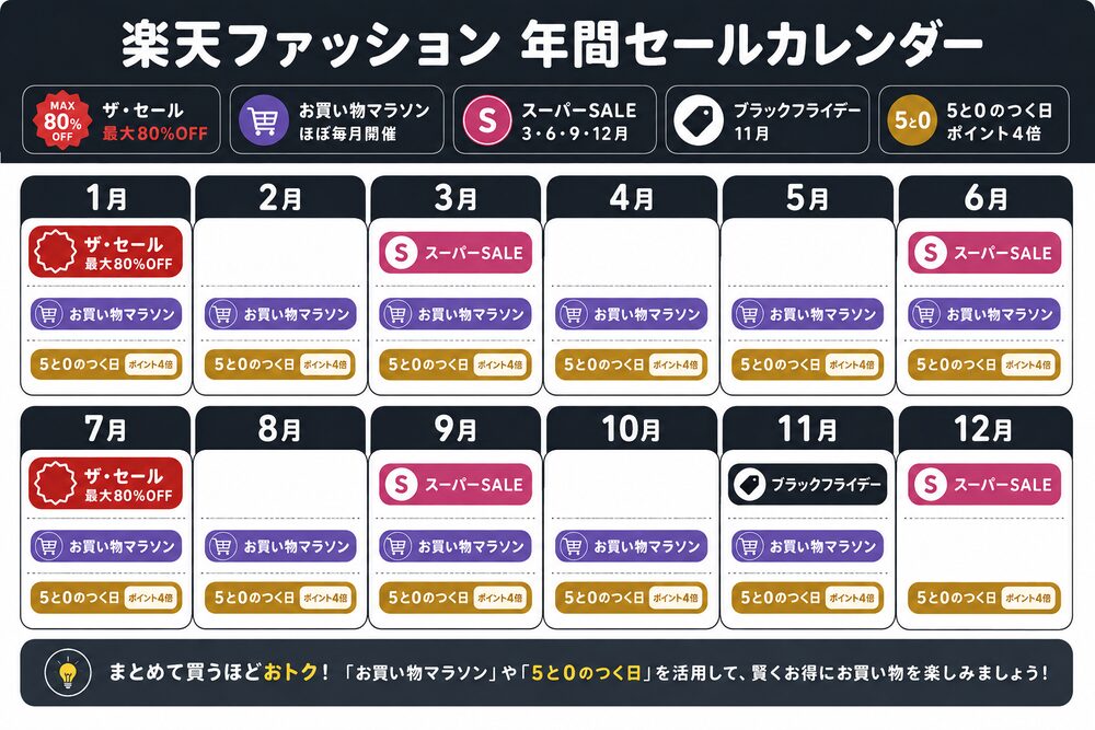 楽天ファッションの年間セールカレンダー