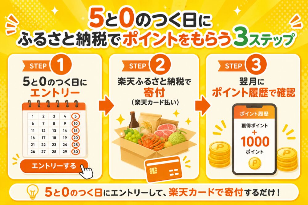 5と0のつく日にふるさと納税でポイントをもらう3ステップ
