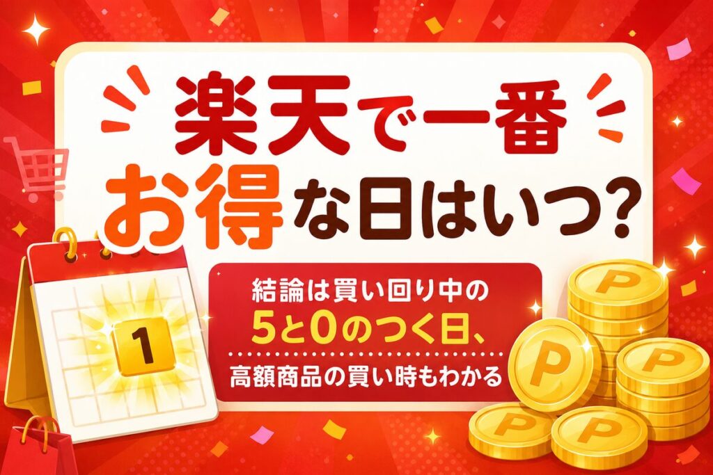 楽天で一番お得な日はいつ？【結論：買い回り中の5と0の日】高額商品の買い時も解説