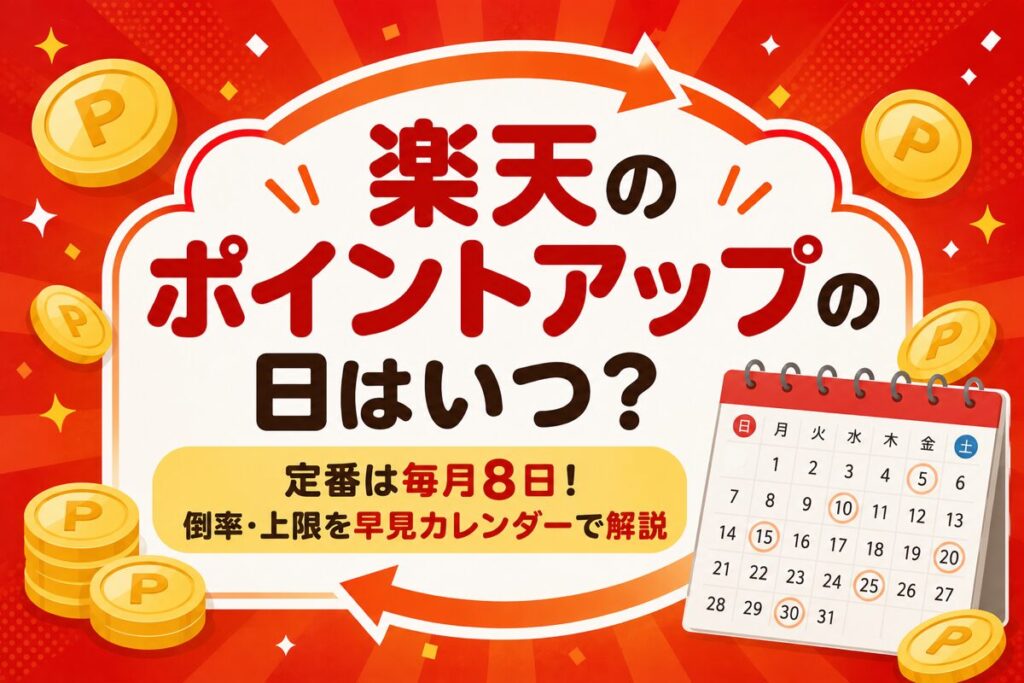 楽天市場のポイントアップの日はいつ？【毎月8日ある】倍率・上限の早見カレンダー