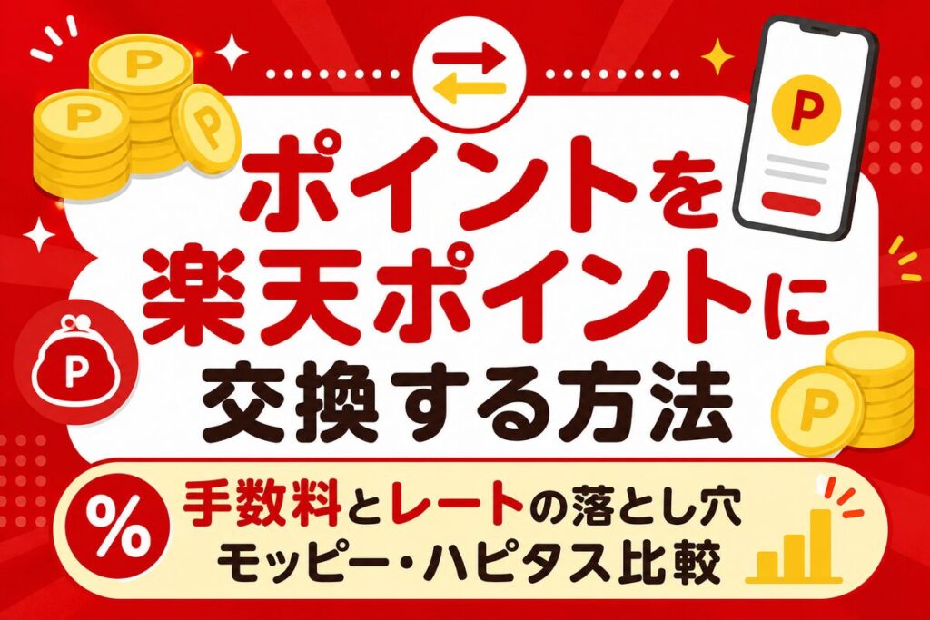 モッピー・ハピタスのポイントを楽天ポイントに交換する方法｜手数料とレートの落とし穴