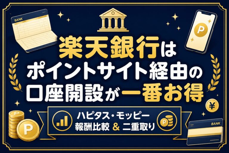 楽天銀行はポイントサイト経由の口座開設が一番お得！ハピタス・モッピー報酬比較とやり方