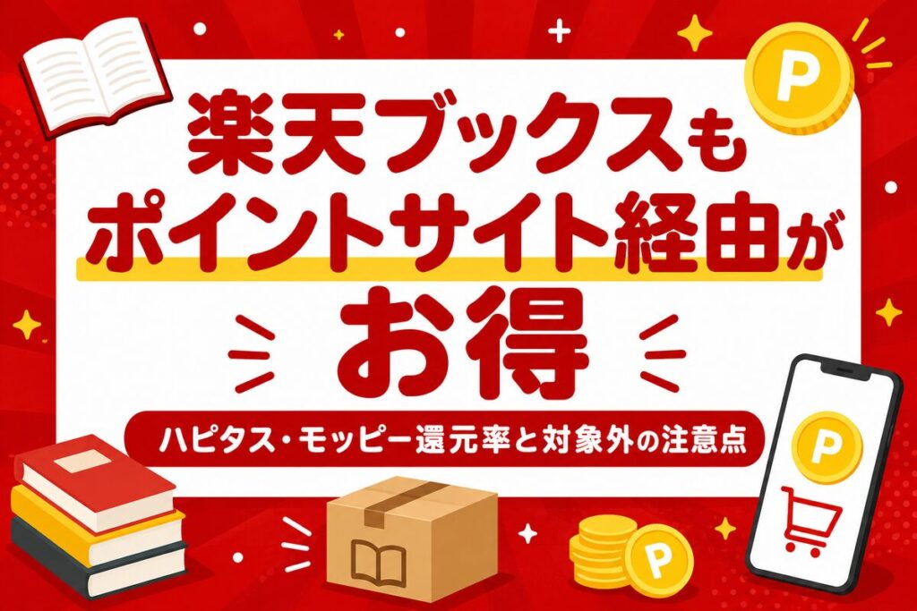 楽天ブックスもポイントサイト経由がお得！ハピタス・モッピー還元率と対象外の注意点