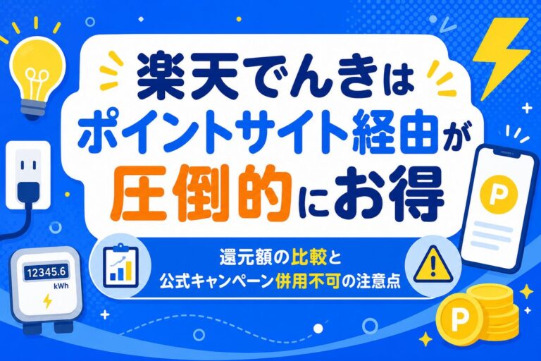 楽天でんきはポイントサイト経由が圧倒的にお得！還元額比較と公式キャンペーン併用不可の注意点