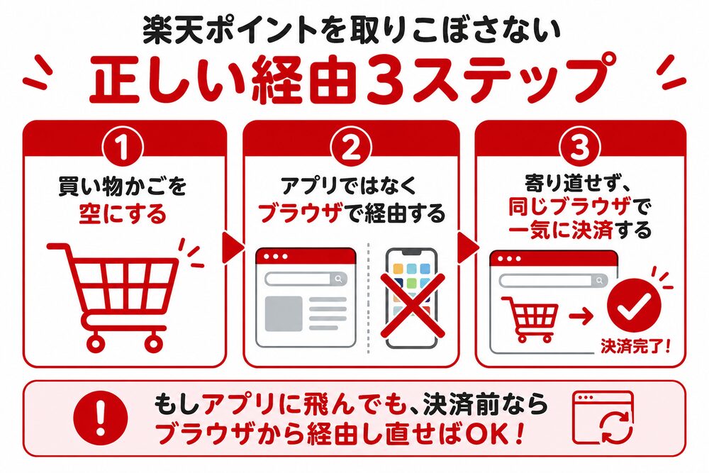 楽天ポイントを取りこぼさない正しい経由3ステップ