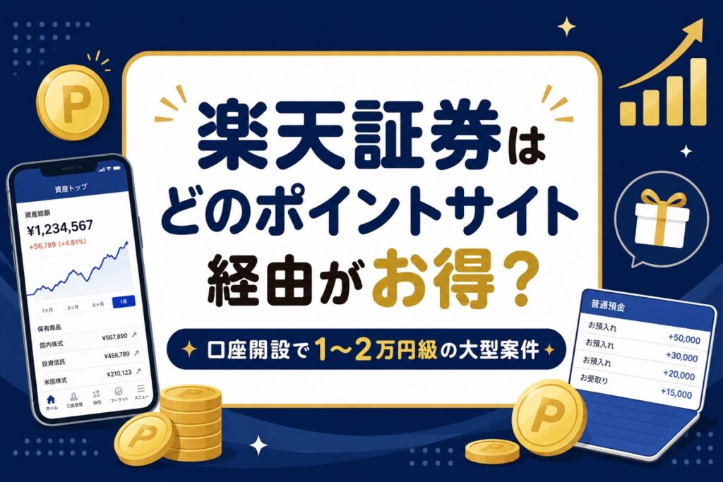 楽天証券はどのポイントサイト経由がお得？報酬比較と口座開設の注意点