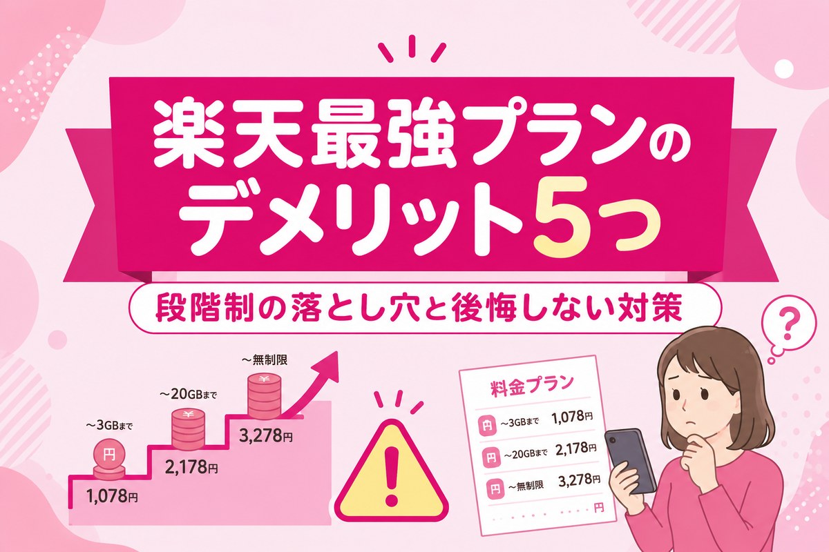 楽天最強プランのデメリット5つ|段階制の落とし穴と後悔しない対策【5年利用の本音】