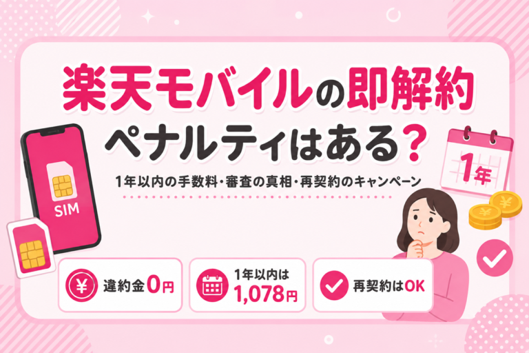 楽天モバイルの即解約にペナルティはある？1年以内の手数料・ブラックリストの真相・再契約でキャンペーンは使える？