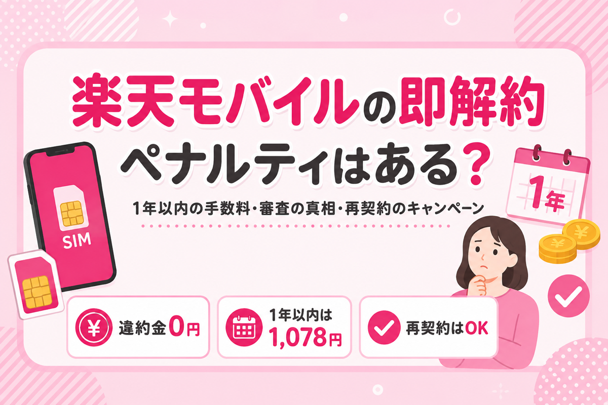 楽天モバイルの即解約にペナルティはある？1年以内の手数料・ブラックリストの真相・再契約でキャンペーンは使える？