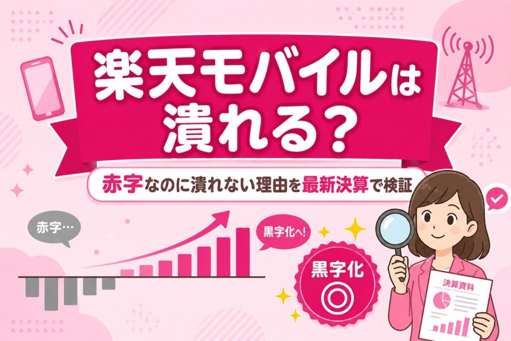 楽天モバイルは潰れる？赤字なのに潰れない理由｜初のEBITDA黒字化・回線1,000万突破の最新決算で検証