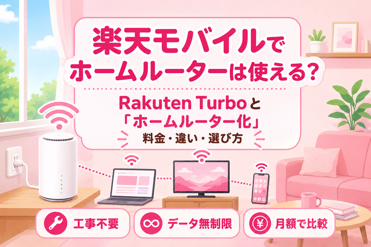 楽天モバイルでホームルーターは使える？Rakuten Turboと「ホームルーター化」の料金・違い・選び方