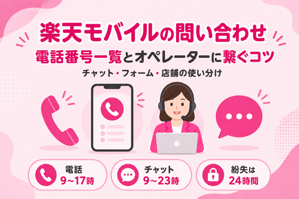 楽天モバイルの問い合わせ電話番号一覧｜オペレーターに最短で繋ぐコツと電話以外の窓口