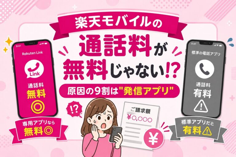 楽天モバイルの通話料が無料じゃない！請求された原因5つ｜今すぐ確認する方法と無料にする設定