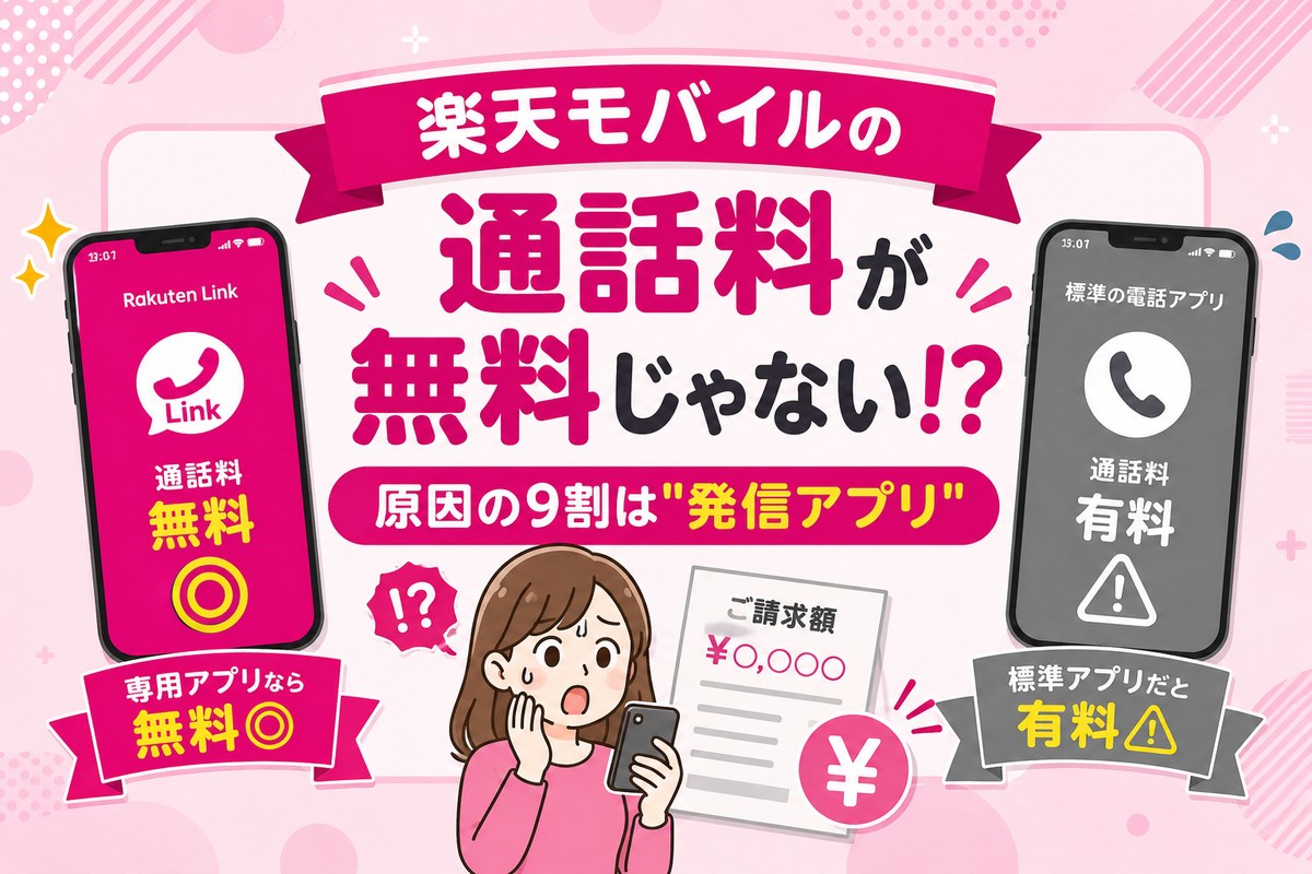 楽天モバイルの通話料が無料じゃない！請求された原因5つ｜今すぐ確認する方法と無料にする設定