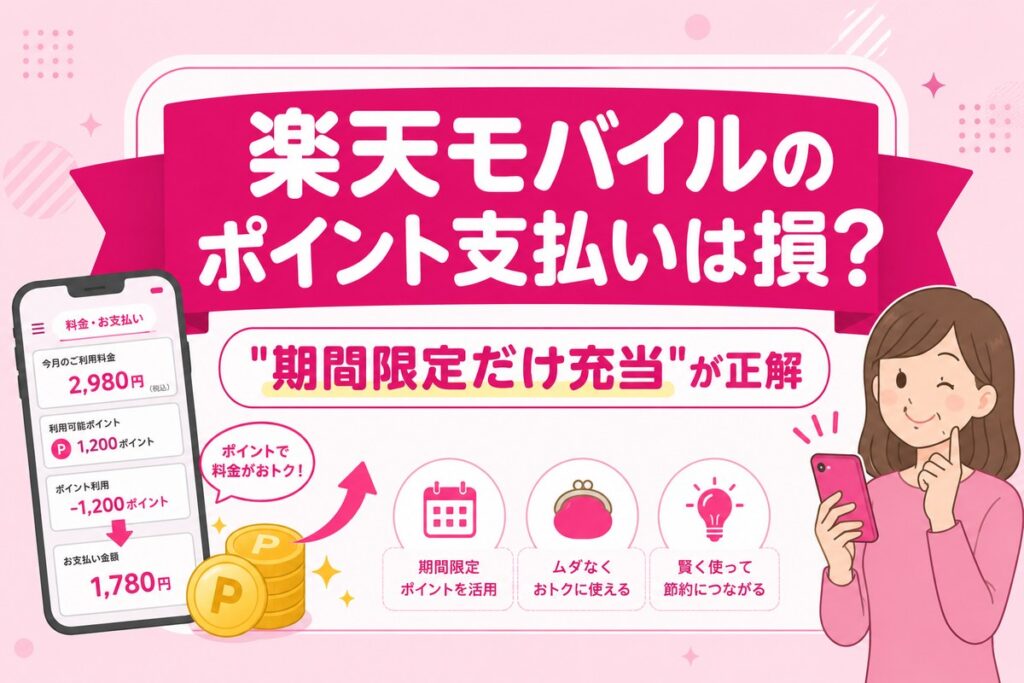 楽天モバイルのポイント支払いは損？「期間限定だけ充当」が正解｜いつ引かれる・上限・設定を解説