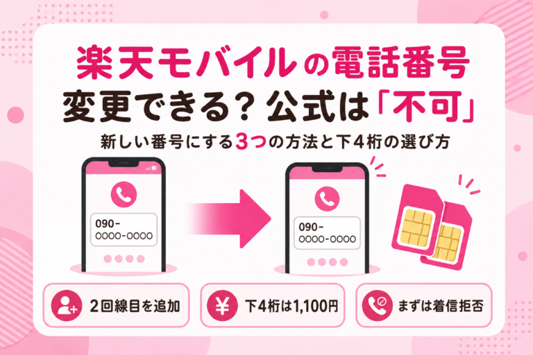 楽天モバイルで電話番号は変更できる？公式は「不可」｜新しい番号にする3つの方法と下4桁の選び方