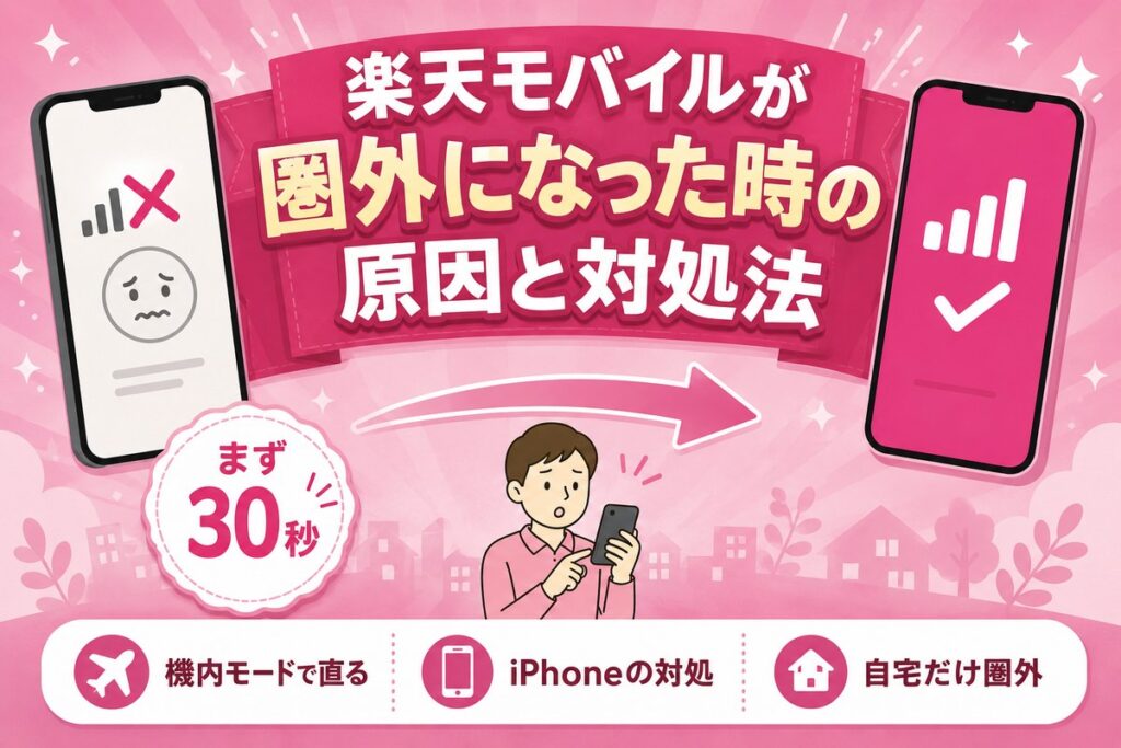 楽天モバイルが圏外になる原因と対処法｜iPhoneで多いケース・自宅で繋がらない時も
