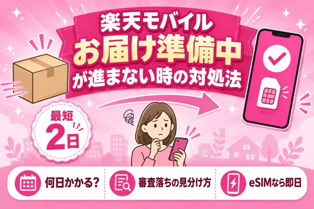楽天モバイルの「お届け準備中」が進まない？何日かかるか・審査落ちの見分け方と対処法