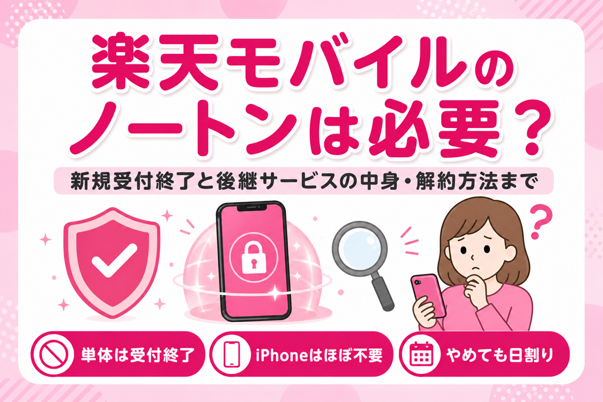 楽天モバイルのノートンは必要か?新規受付終了と後継「最強保護」990円の中身・解約方法まで