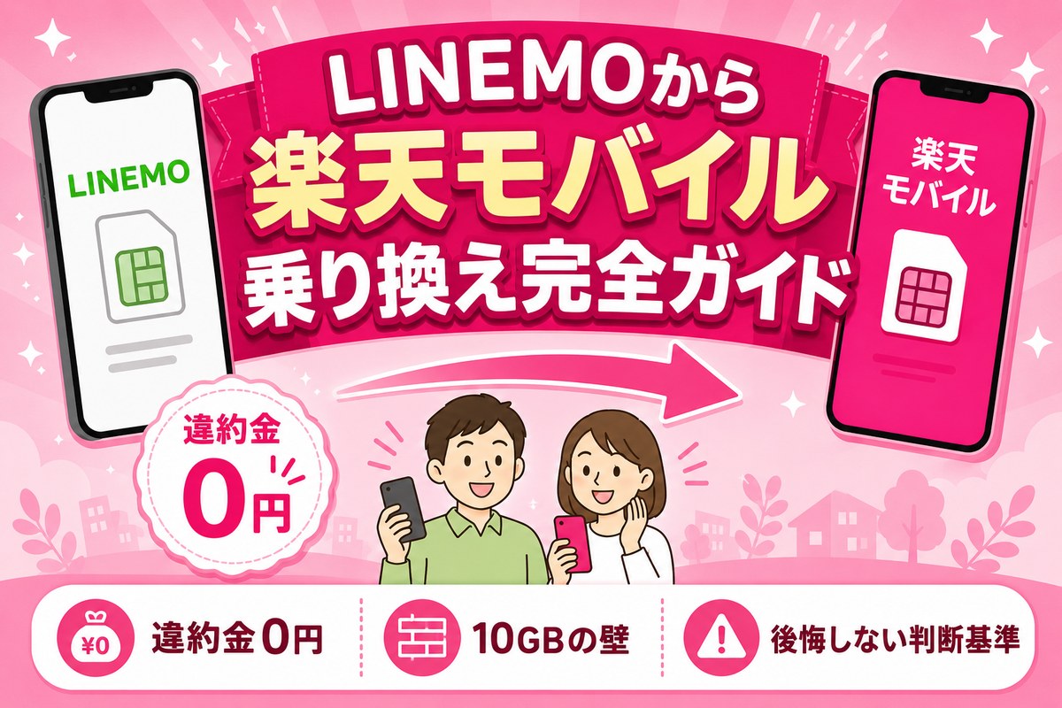 LINEMOから楽天モバイルへ乗り換え完全ガイド|違約金0円・10GBの壁・後悔しない判断基準