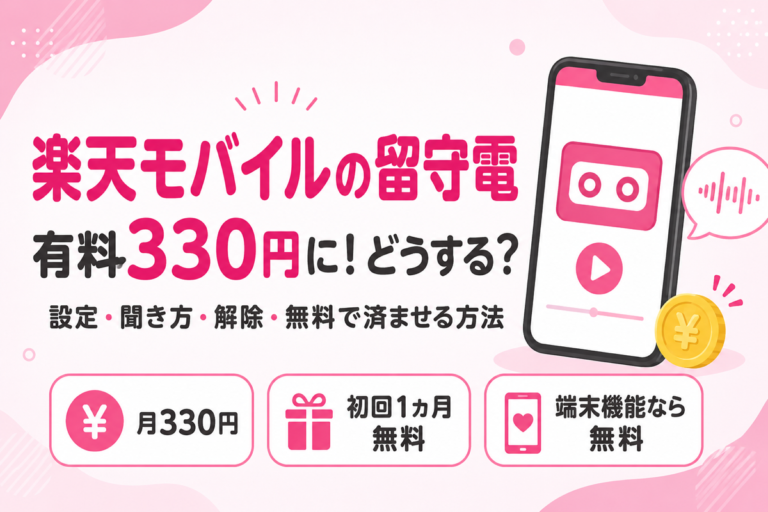 楽天モバイルの留守電は有料330円に｜設定・聞き方・解除と無料で済ませる方法（iPhone・Android）